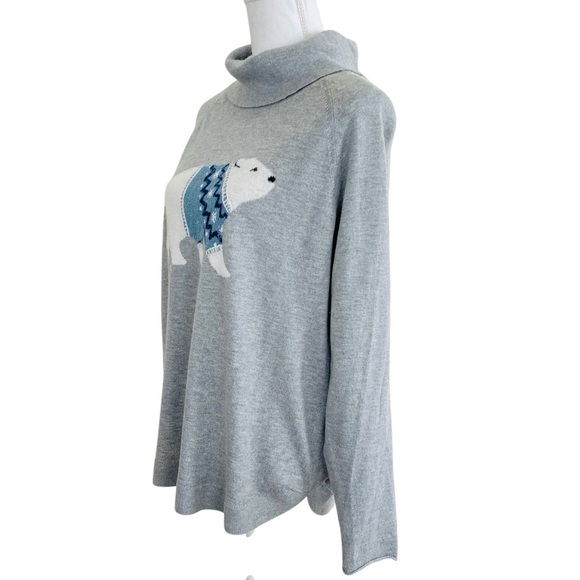 J. Jill Polar Bear Cowl Neck Sweater Gray Size Medium - Picture 7 of 15